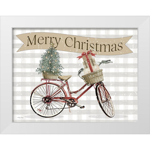 Merry Christmas Bicycle II White Modern Wood Framed Art Print by Jacobs, Cindy