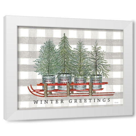 Winter Greetings White Modern Wood Framed Art Print by Jacobs, Cindy