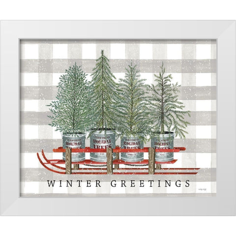 Winter Greetings White Modern Wood Framed Art Print by Jacobs, Cindy
