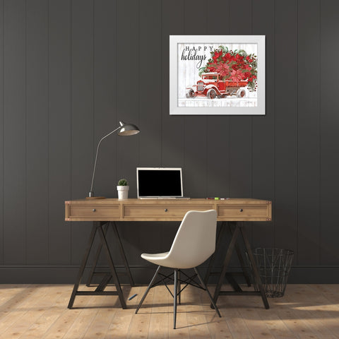 Happy Holidays White Modern Wood Framed Art Print by Jacobs, Cindy