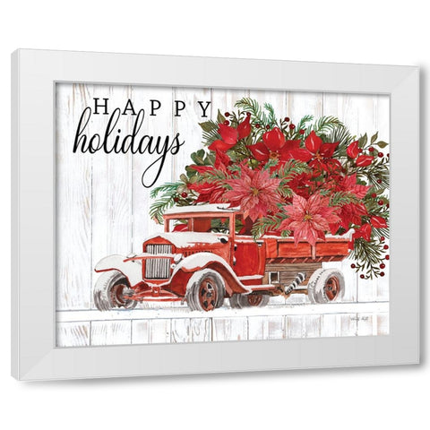 Happy Holidays White Modern Wood Framed Art Print by Jacobs, Cindy