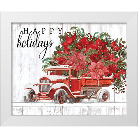Happy Holidays White Modern Wood Framed Art Print by Jacobs, Cindy