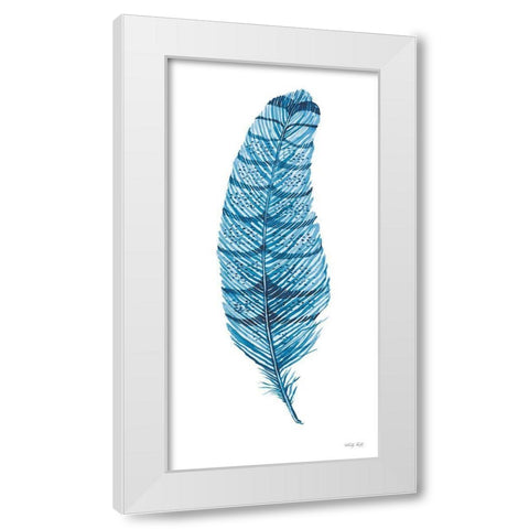 Blue Feather I White Modern Wood Framed Art Print by Jacobs, Cindy