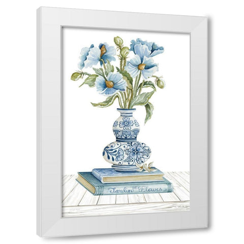 Delft Blue Floral II White Modern Wood Framed Art Print by Jacobs, Cindy