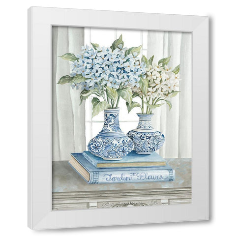 Delft Blue Floral III White Modern Wood Framed Art Print by Jacobs, Cindy