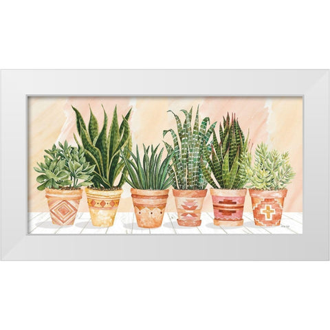 Aztec Potted Plants in a Row White Modern Wood Framed Art Print by Jacobs, Cindy