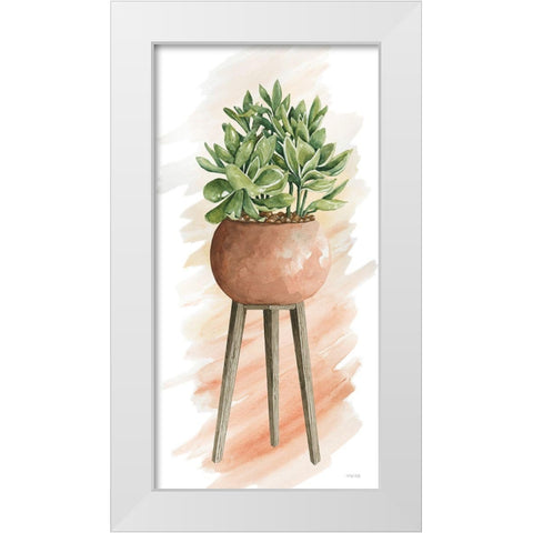 Plant Stand Pot of Flowers I White Modern Wood Framed Art Print by Jacobs, Cindy
