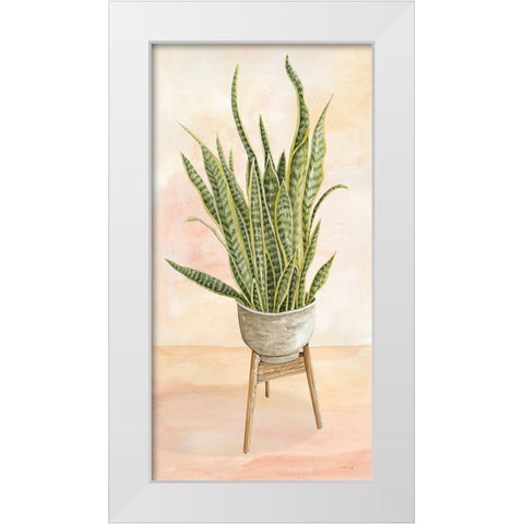 Plant Stand Pot of Flowers III White Modern Wood Framed Art Print by Jacobs, Cindy