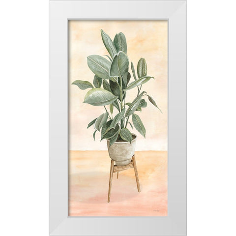 Plant Stand Pot of Flowers IV White Modern Wood Framed Art Print by Jacobs, Cindy