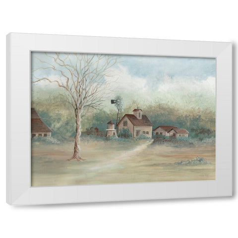Barns in the Distance White Modern Wood Framed Art Print by Jacobs, Cindy
