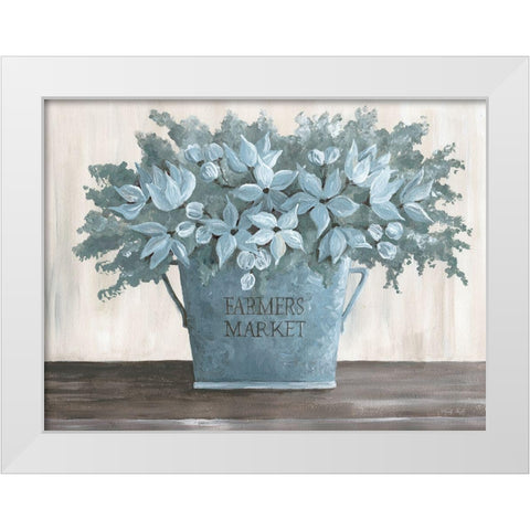 Steel Blue Floral I White Modern Wood Framed Art Print by Jacobs, Cindy