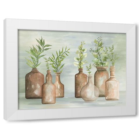 Greenery in Bottles II White Modern Wood Framed Art Print by Jacobs, Cindy
