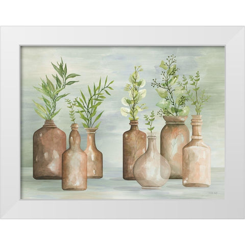 Greenery in Bottles II White Modern Wood Framed Art Print by Jacobs, Cindy