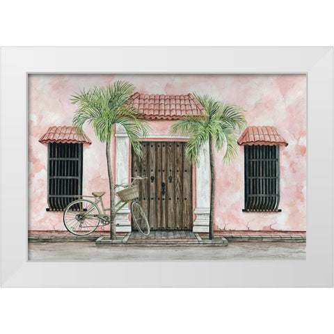 Palms and Bike White Modern Wood Framed Art Print by Jacobs, Cindy