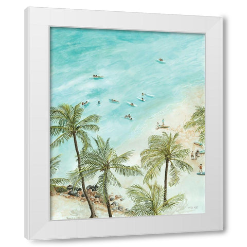 Surfers from Afar White Modern Wood Framed Art Print by Jacobs, Cindy