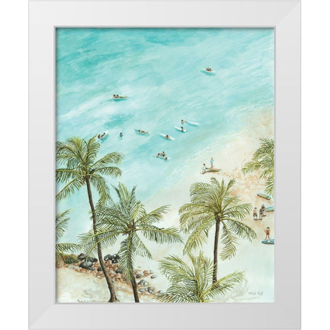 Surfers from Afar White Modern Wood Framed Art Print by Jacobs, Cindy
