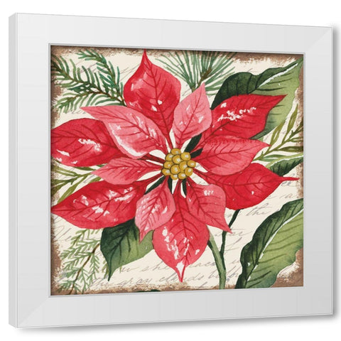 Red Poinsettia Botanical White Modern Wood Framed Art Print by Jacobs, Cindy