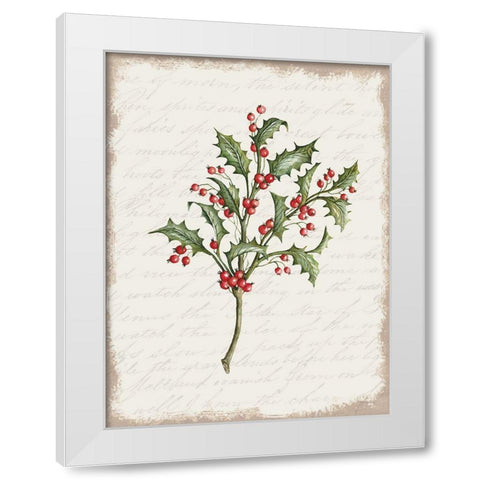 Holly Christmas Botanical White Modern Wood Framed Art Print by Jacobs, Cindy