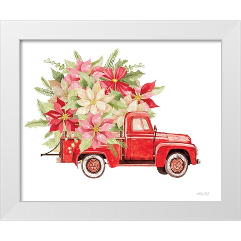 Poinsettia Pickup White Modern Wood Framed Art Print by Jacobs, Cindy