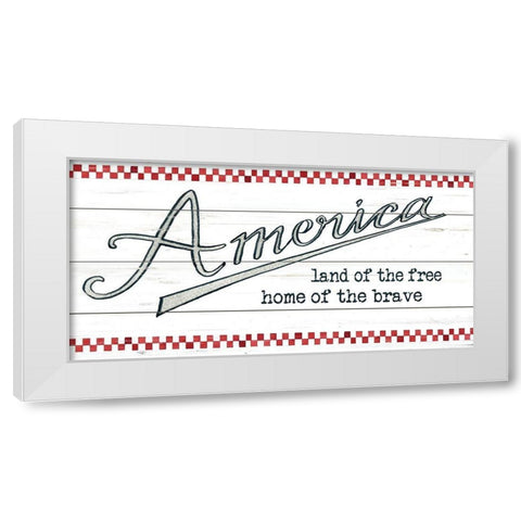 America - Land of the Free White Modern Wood Framed Art Print by Jacobs, Cindy