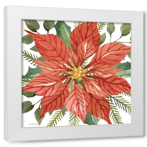 Red Poinsettia White Modern Wood Framed Art Print by Jacobs, Cindy