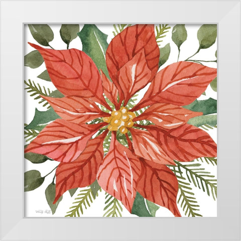 Red Poinsettia White Modern Wood Framed Art Print by Jacobs, Cindy