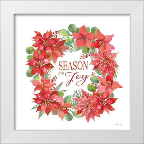 Season of Joy Wreath White Modern Wood Framed Art Print by Jacobs, Cindy