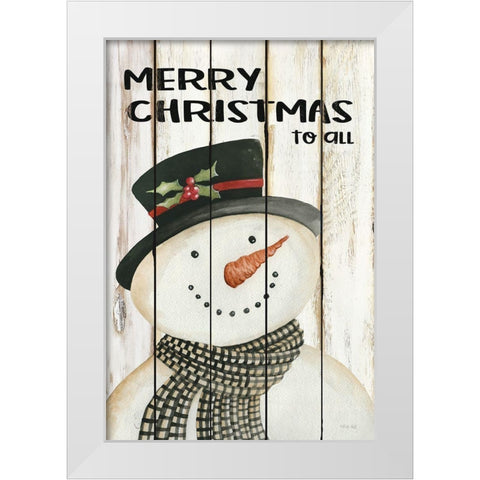 Merry Christmas to All Snowman White Modern Wood Framed Art Print by Jacobs, Cindy