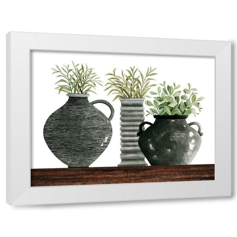Black Vase Set White Modern Wood Framed Art Print by Jacobs, Cindy