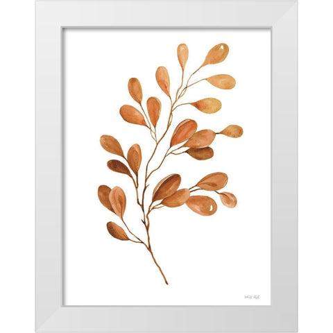 Fall Leaf Stem III White Modern Wood Framed Art Print by Jacobs, Cindy