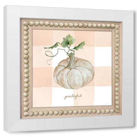 Grateful Pumpkin White Modern Wood Framed Art Print by Jacobs, Cindy