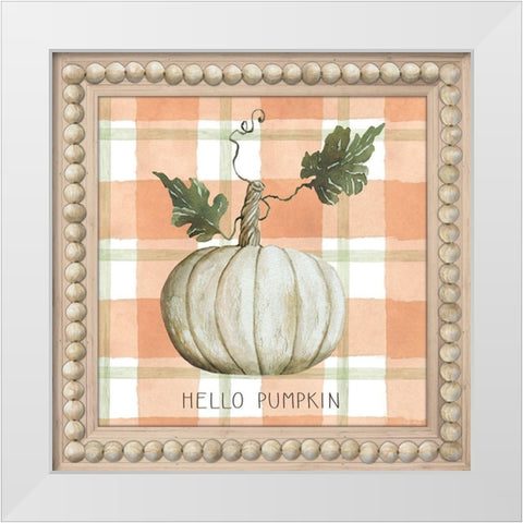 Hello Pumpkin White Modern Wood Framed Art Print by Jacobs, Cindy