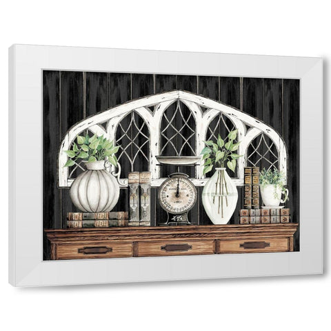 Books and Vintage Scale White Modern Wood Framed Art Print by Jacobs, Cindy