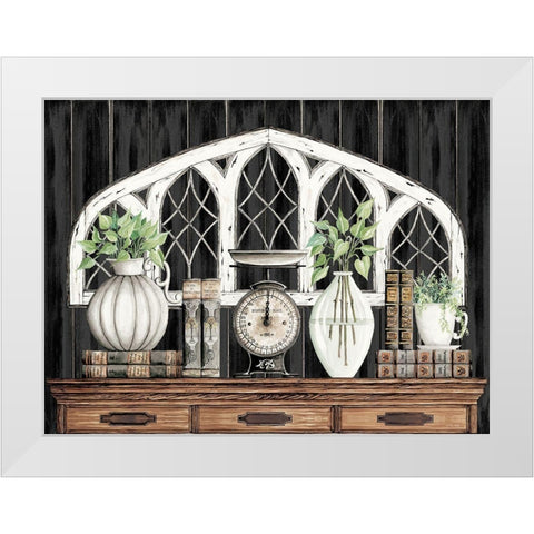 Books and Vintage Scale White Modern Wood Framed Art Print by Jacobs, Cindy