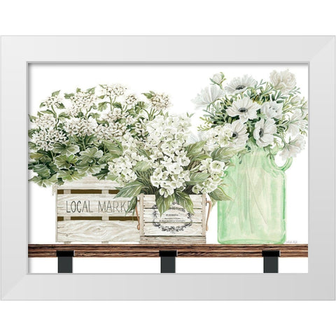 Almond Milk Flowers White Modern Wood Framed Art Print by Jacobs, Cindy