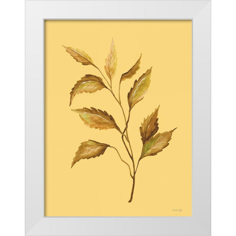 Golden Leaves White Modern Wood Framed Art Print by Jacobs, Cindy