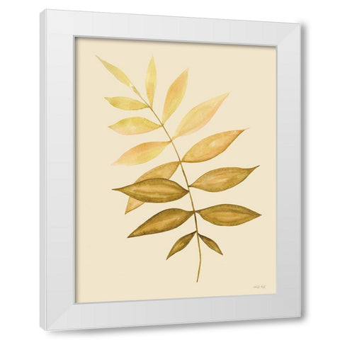 Golden Fern White Modern Wood Framed Art Print by Jacobs, Cindy