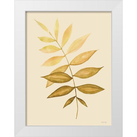 Golden Fern White Modern Wood Framed Art Print by Jacobs, Cindy