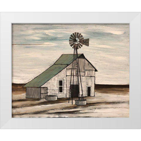 Barn on Barren Land White Modern Wood Framed Art Print by Jacobs, Cindy