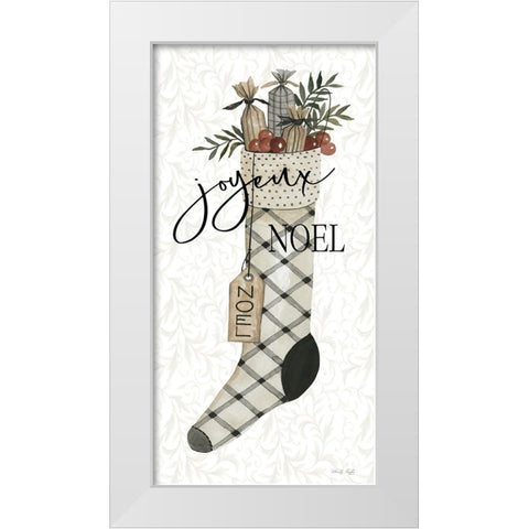 Noel Stocking White Modern Wood Framed Art Print by Jacobs, Cindy
