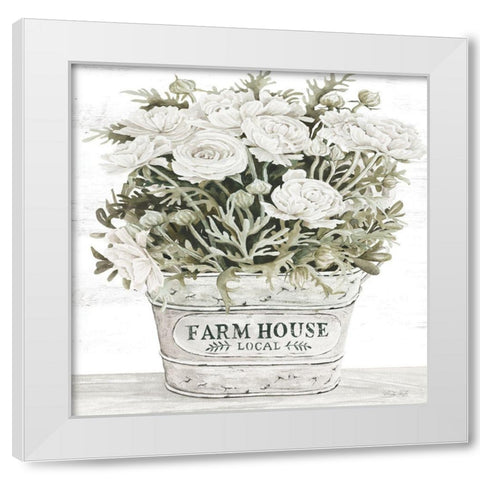 Farm House Flowers White Modern Wood Framed Art Print by Jacobs, Cindy