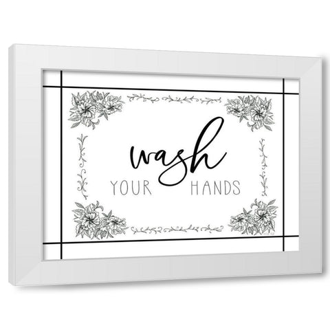 Wash Your Hands White Modern Wood Framed Art Print by Jacobs, Cindy