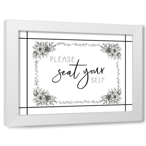 Please Seat Yourself White Modern Wood Framed Art Print by Jacobs, Cindy