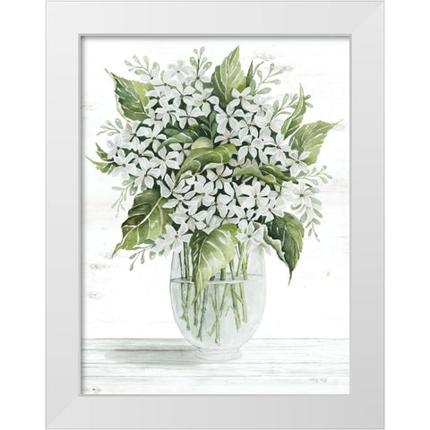 Simple Floral on White White Modern Wood Framed Art Print by Jacobs, Cindy