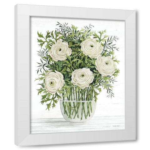 Ranunculus on White White Modern Wood Framed Art Print by Jacobs, Cindy
