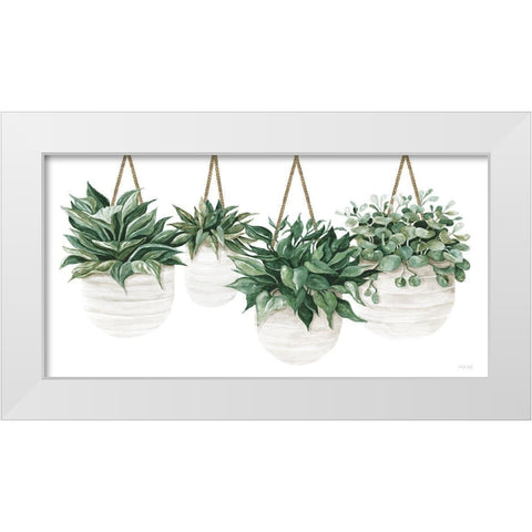 Hanging Plants White Modern Wood Framed Art Print by Jacobs, Cindy