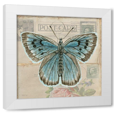 Postcard Butterfly I White Modern Wood Framed Art Print by Jacobs, Cindy