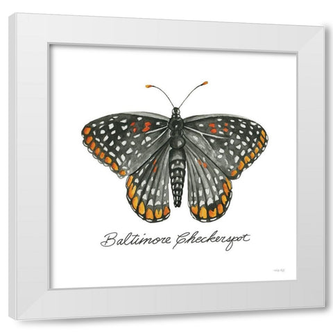 Baltimore Checkerspot White Modern Wood Framed Art Print by Jacobs, Cindy