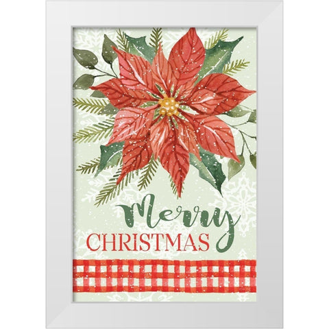 Poinsettia Merry Christmas  White Modern Wood Framed Art Print by Jacobs, Cindy