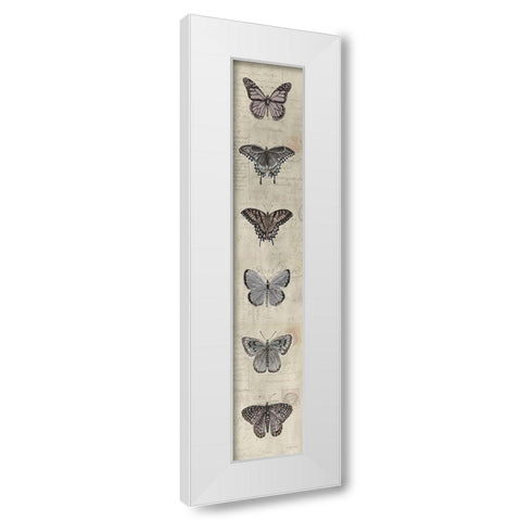 Row of Butterflies II White Modern Wood Framed Art Print by Jacobs, Cindy